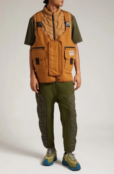 Shop Moncler Genius X Salehe Bembury Quilted Down Panel Jersey Pants In Green