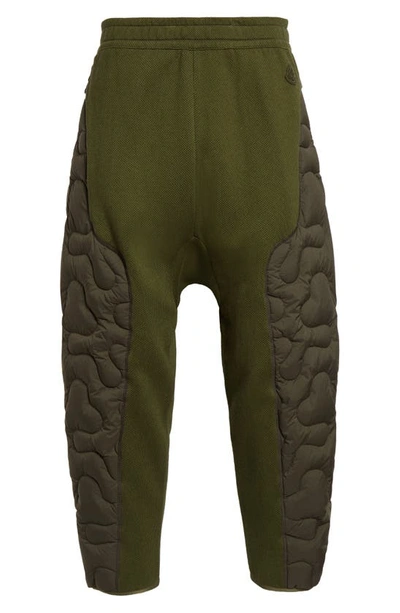 Shop Moncler Genius X Salehe Bembury Quilted Down Panel Jersey Pants In Green