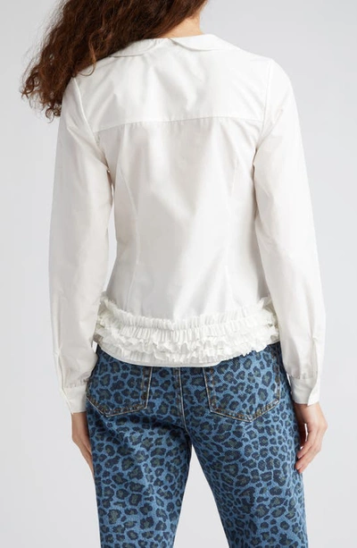 Shop Molly Goddard Sara Ruffle Hem Cotton Button-up Shirt In White