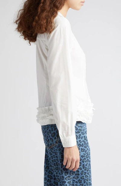 Shop Molly Goddard Sara Ruffle Hem Cotton Button-up Shirt In White