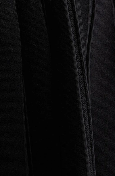 Shop Balmain Crystal Embellished Button Flare Rib Knit Skirt In Black