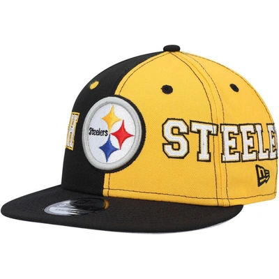Shop New Era Black/gold Pittsburgh Steelers Team Split 9fifty Snapback Hat