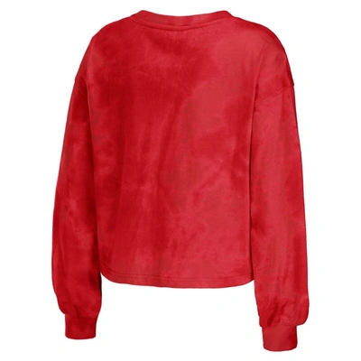Shop Wear By Erin Andrews Red Atlanta Falcons Tie-dye Cropped Pullover Sweatshirt & Shorts Lounge Set