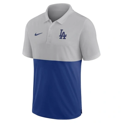 Shop Nike Silver/royal Los Angeles Dodgers Team Baseline Striped Performance Polo