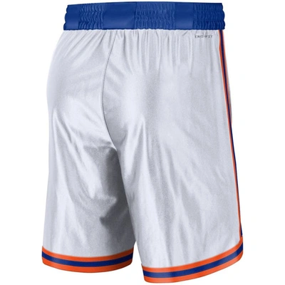 Shop Nike White/blue New York Knicks 2021/22 Classic Edition Swingman Performance Shorts