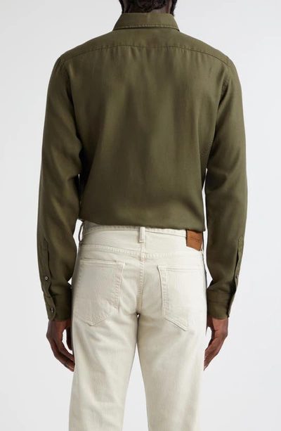 Shop Tom Ford Slim Fit Leisure Button-down Shirt In Military Green