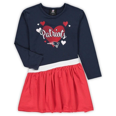 Shop Outerstuff Girls Preschool Navy New England Patriots All Hearts Jersey Tri-blend Dress