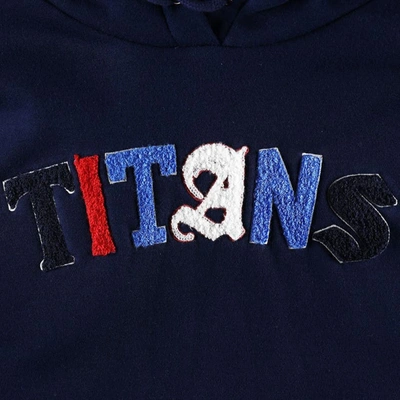Shop The Wild Collective Navy Tennessee Titans Cropped Pullover Hoodie