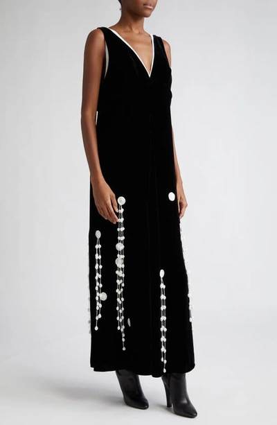 Shop Proenza Schouler Embroidered Velvet Maxi Dress In 001 Black