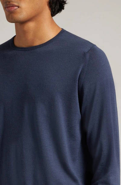 Shop John Smedley Marcus Virgin Wool Crewneck Sweater In Smoke Blue