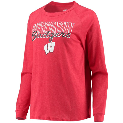 Shop Concepts Sport Heathered Red/gray Wisconsin Badgers Raglan Long Sleeve T-shirt & Shorts Sleep Set In Heather Red