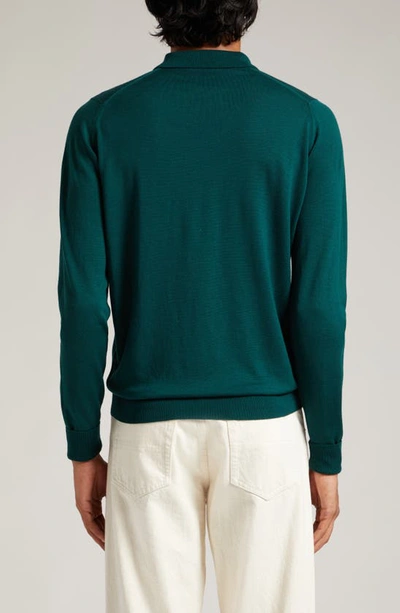 Shop John Smedley Cotswold Wool Polo Sweater In Pine