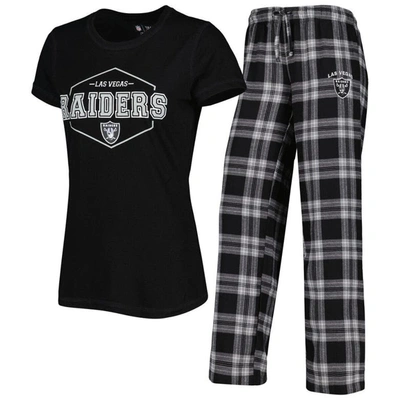 Shop Concepts Sport Black/gray Las Vegas Raiders Badge T-shirt & Pants Sleep Set