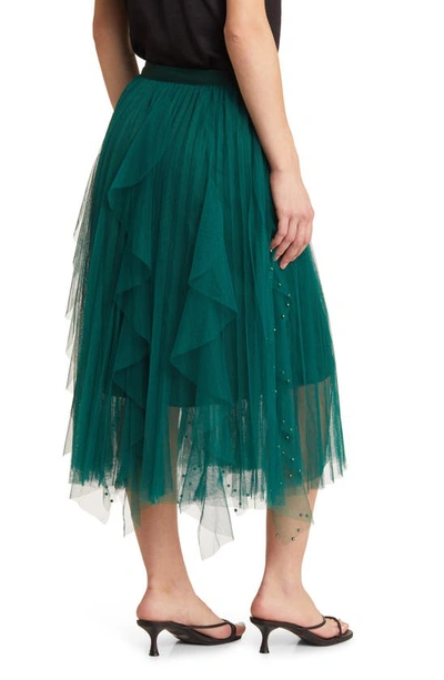 Nikki Lund Wendy Beaded Tulle Skirt In Green