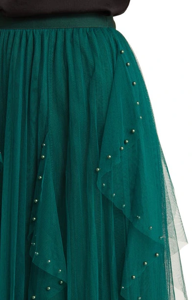 Shop Nikki Lund Wendy Beaded Tulle Skirt In Green