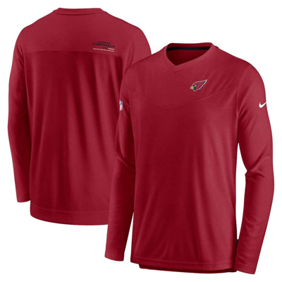 Shop Nike Cardinal Arizona Cardinals Sideline Coach Chevron Lock Up Long Sleeve V-neck Performance T-shir