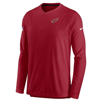 Shop Nike Cardinal Arizona Cardinals Sideline Coach Chevron Lock Up Long Sleeve V-neck Performance T-shir