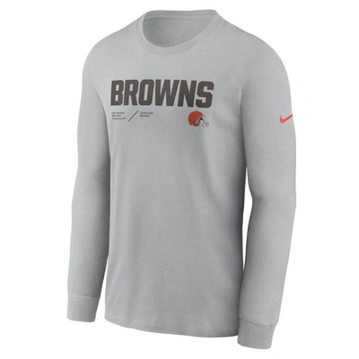 Shop Nike Silver Cleveland Browns Sideline Infograph Lock Up Performance Long Sleeve T-shirt