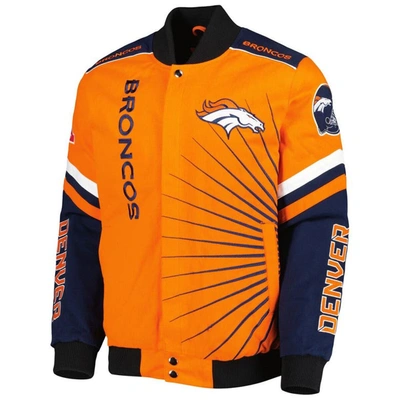 Shop G-iii Sports By Carl Banks Orange Denver Broncos Extreme Redzone Full-snap Varsity Jacket