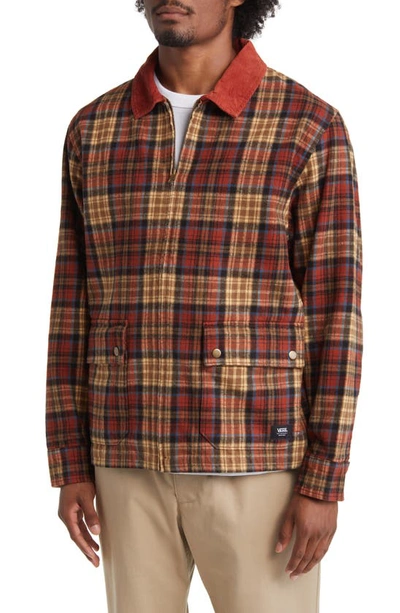 Shop Vans Whitney Plaid Flannel Jacket In Red/ Tan Multi
