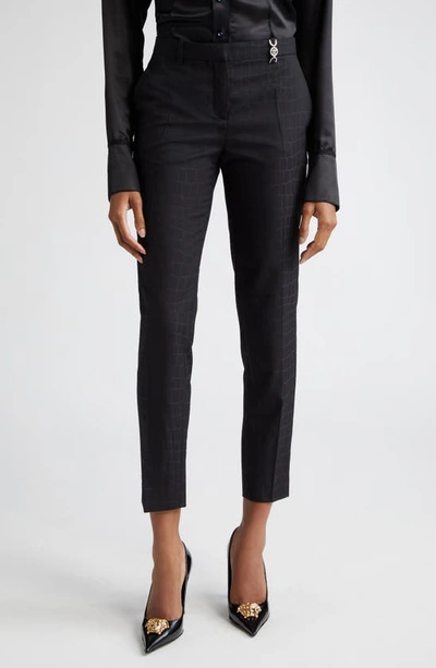 Shop Versace Croc Jacquard Virgin Wool Pants In Black