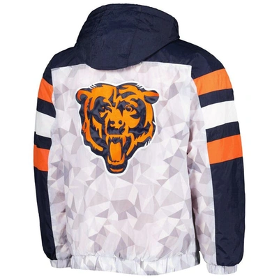 Shop Starter White/navy Chicago Bears Thursday Night Gridiron Raglan Half-zip Hooded Jacket
