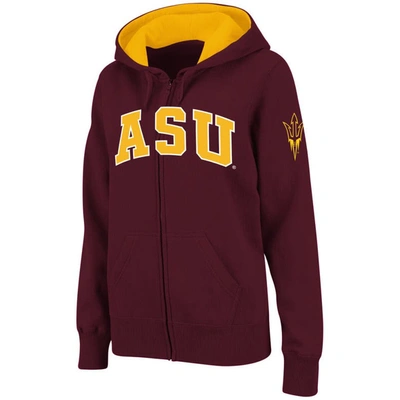 Shop Colosseum Stadium Athletic Maroon Arizona State Sun Devils Arched Name Full-zip Hoodie