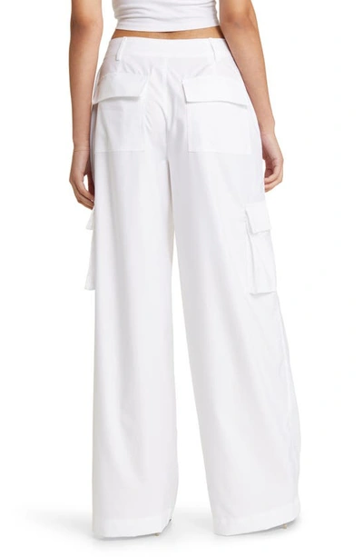 Naked Wardrobe Keep It Casual Wide Leg Cargo Pants In White