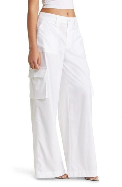 Naked Wardrobe Keep It Casual Wide Leg Cargo Pants In White
