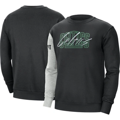 Shop Nike Black/heather Gray Boston Celtics Courtside Versus Force & Flight Pullover Sweatshirt