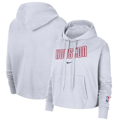 Shop Nike White Houston Rockets 2021/22 City Edition Essential Logo Cropped Pullover Hoodie
