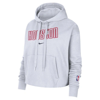Shop Nike White Houston Rockets 2021/22 City Edition Essential Logo Cropped Pullover Hoodie