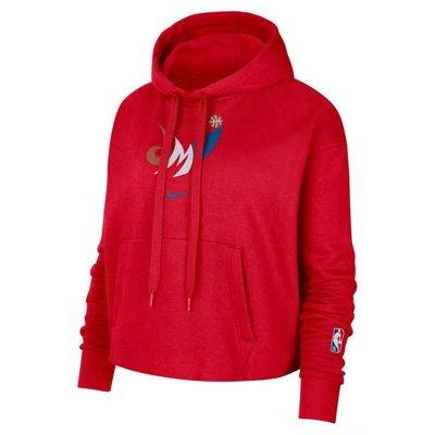 Shop Nike Red Washington Wizards 2021/22 City Edition Essential Logo Cropped Pullover Hoodie