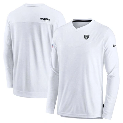 Shop Nike Gray Las Vegas Raiders Sideline Coach Chevron Lock Up Long Sleeve V-neck Performance T-shirt
