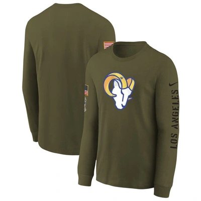 Shop Nike Youth  Olive Los Angeles Rams 2022 Salute To Service Team Logo Long Sleeve T-shirt