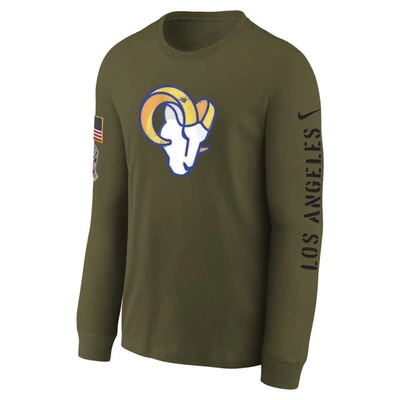 Shop Nike Youth  Olive Los Angeles Rams 2022 Salute To Service Team Logo Long Sleeve T-shirt