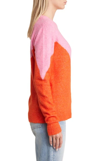 Shop Vero Moda Plaza Colorblock Crewneck Sweater In Sachet Pink Detail
