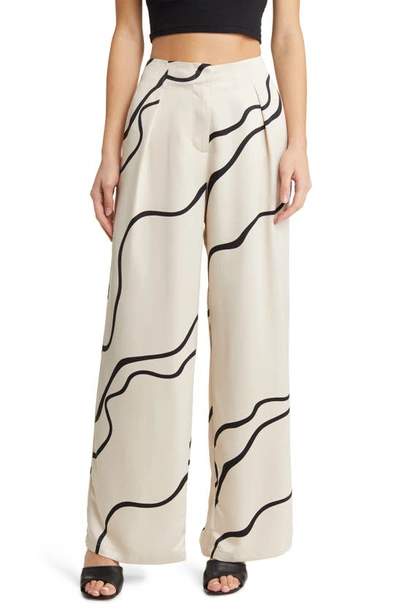 Shop Vero Moda Merle Wide Leg Pants In Pumice Stone Aop Rag