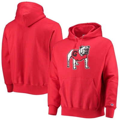 Shop Champion Red Georgia Bulldogs Vault Logo Reverse Weave Pullover Hoodie