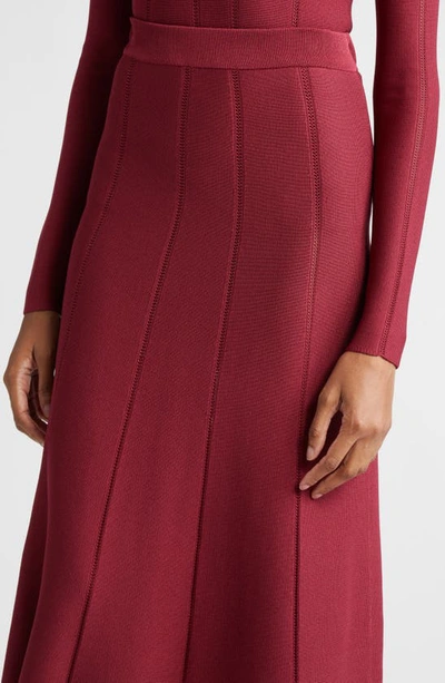 Shop Zimmermann Lace Inset Paneled Knit Skirt In Burgundy