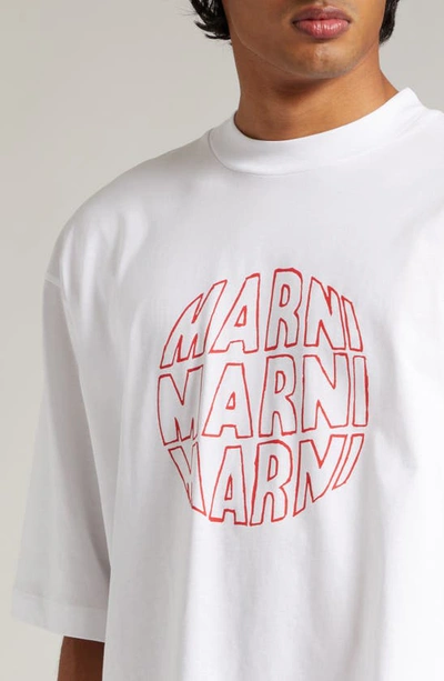 Shop Marni Logo Graphic T-shirt In Lily White