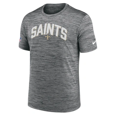 Shop Nike Gray New Orleans Saints Sideline Velocity Athletic Stack Performance T-shirt