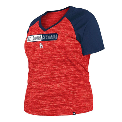 Shop New Era Red St. Louis Cardinals Plus Size Space Dye Raglan V-neck T-shirt