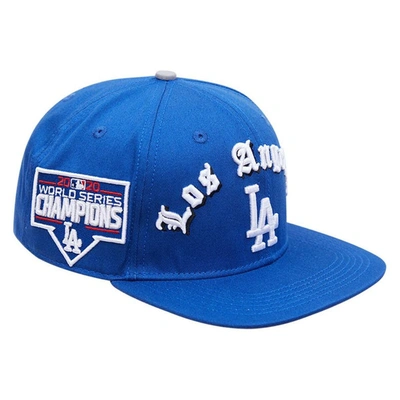 Shop Pro Standard Royal Los Angeles Dodgers 2020 World Series Old English Snapback Hat