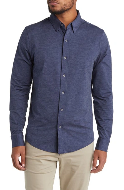 Shop Rhone Slim Fit Commuter Button-up Shirt In Denim Blue Oxford