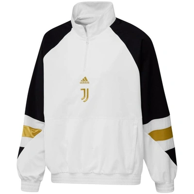 Shop Adidas Originals Adidas White Juventus Football Icon Raglan Quarter-zip Top