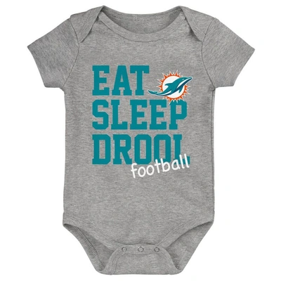 Shop Outerstuff Newborn & Infant Aqua/orange/heather Gray Miami Dolphins Three-pack Eat, Sleep & Drool Retro Bodysui