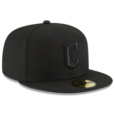 Shop New Era Black/black Cleveland Guardians 59fifty Fitted Hat