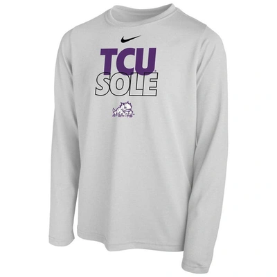 Shop Nike Youth   White Tcu Horned Frogs 2023 On Court Sole Bench T-shirt