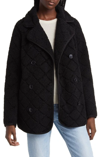 Shop Lauren Ralph Lauren Faux Shearling Peacoat In Black